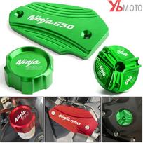 For Kawasaki NINJA 650 NIINJA650 -2023 Accessories Motorcycle Front & Rear Brake Fluid Reservoir Cover Engine Oil Filler Cap Oil Filler Cap Black