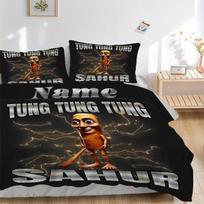 Tung Tung Sahur patalynės komplektas 3 dalys, antklodės užvalkalas, dovana miegamajam, be užpildojt025 135x200cm