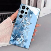 blue Butterfly Hot-selling Exquisite Beautiful  PhoneCase Glass PhoneCase for Samsung Galaxy S26 S25 S24 S23 S22 FE,Ultra,Plus For Galaxy S26
