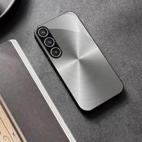 Šlifuoto metalo tekstūra Metaliniai dažai stiklinis telefono dėklas Samsung Galaxy S26 S25 S24 S23 S22 S21 Ultra Plus FE 5G 2D UV spausdinimas GalaxyS26