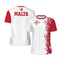 Malta vėliavos rašto futbolo vyriškas emblemos 3D spausdintas sportinis marškinėlis XXS balta