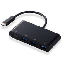 ELECOM USB Hub Docking Station with HDMI 4K and 3 USB Compatible with MacBook iPad and More 4-in-1 Type-C DST-C15BK/EC Port, Support, 3.0 Ports, juoda