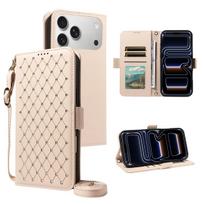 Crossbody Bling Cards Solt Wallet Flip Leather Magnetic Phone Case for iPhone 17 Pro Max 16 Plus 15 14 13 12 11 Diamond Cover iPhone 13 Pro smėlis