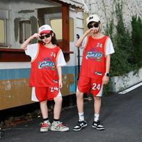 Children'S Basketball Jersey Set Boys And Girls Fake Two Pieces Quick-Drying No. 24 Jersey Sports Training Short-Sleeved Jersey Group Buying 16 yards raudona