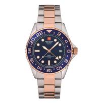 Swiss Alpine Military Master Diver GMT Dviejų spalvų nerūdijančio plieno mėlyno ciferblato kvarcinis 7052.1155 100M vyriškas laikrodis mėlyna