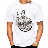Summer Men Short Sleeve Muntain Bike Mtb Life Style Adventure Travel Drawing Bicycles Tatto T-Shirt White Casual Tops Boy Tees S