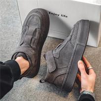 Men's High Top Retro Board Shoes Autumn Winter Trend Versatile Flats Sports Shoes Outdoor Street Casual Shoes 39 pilka spalva