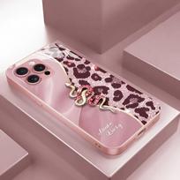 Susiūtas leopardo raštas Auksinė gyvatė Metaliniai dažai Stiklinis telefono dėklas iPhone 17 16 15 14 13 12 11 Pro Max Plus 16E 17Air Dangtelis iPhone17 Pro white