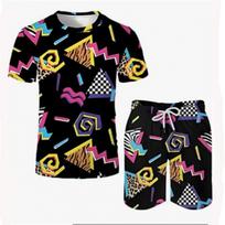 Geometriniai Retro 80-ųjų 90-ųjų 3D Spausdinti Vyriški Kostiumai Nauji Marškinėliai Šortai 2 Dalių Rinkiniai Laisvalaikio Sportiniai Kostiumai Streetwear Dydeli Vyriški Drabužiai S gray