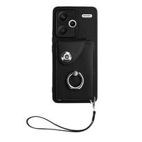 Piniginės kortelių laikiklio lizdai žiedinio laikiklio dangtelio telefono dėklas, skirtas „Xiaomi Redmi Turbo 3“, „Poco F6“, „Civi 4 Pro“, „Note 13R Pro“, „Note 13“, „Note 12“, „Poco X6“, „Poco X5 Pro“... Redmi Note 12 Turbo juoda
