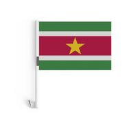 Surinamo automobilio vėliavėlė – 14 x 21 cm – Poliesterio audinys – Tvirtinimas ant lango – 10 vnt. – Pixelforma įvairiaspalvis