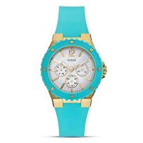 Overdrive  Women’s Quartz Watch 39 mm White Dial Turquoise Silicone Strap 50 m Water-Resistant Everyday Sport Chic W0149L3 mėlyna