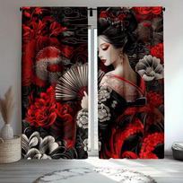 2pcs - Japanese kimono geisha print curtains   pole bag curtains   home decoration   room decoration 100*130 HOOK 1pcs