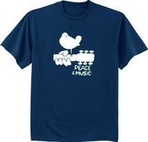Men's t-shirt Woodstock design peace music guitar tee shirt navy blue Unisex T-Shirt XXL