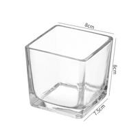 Skaidrus kvadratinis stiklinis vaza Geometrinis žvakidė Minimalistinis akvariumas Biuras 8x8cm
