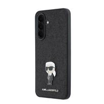 Karl Lagerfeld Fixed Glitter Metal Ikonik dėklas skirtas Samsung Galaxy A37 juodos spalvos