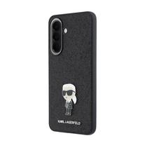 Karl Lagerfeld Fixed Glitter Metal Ikonik dėklas skirtas Samsung Galaxy A57 juodos spalvos