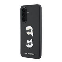 Karl Lagerfeld Liquid Silicone Metal Karl and Choupette dėklas skirtas Samsung Galaxy A37 juodos spalvos