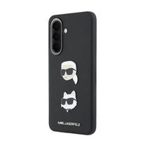 Karl Lagerfeld Liquid Silicone Metal Karl and Choupette dėklas skirtas Samsung Galaxy A57 juodos spalvos