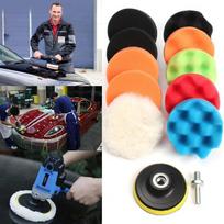 11 vnt kempinės ir vilnos poliravimo vaškavimo poliravimo pagalvėlių rinkinys automobilinis automobilis su M10 gręžimo adapteriu 3inch-11pcs įvairiaspalvis