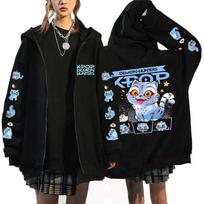 Fashion Women's Clothing New KPop Demon Hunters Hoodies Black Winter Female Sweatshirts Halloween Cartoon Print Clothes XS juoda