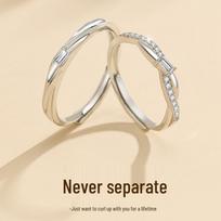 New S925 Sterling Silver Couple Rings - Light Luxury, Adjustable, Perfect Christmas Gift Women's Ring Platinum