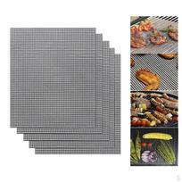 5 vnt. BBQ kepimo tinklelio kilimėlis Pakeičiamas PTFE dengtas nelimpantis žuvies kepimo lakštas Lauko veiklai Option3 black