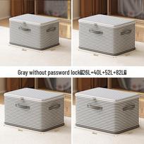 Large Foldable Storage Box with Lock for Clothes and Toys Single Lock (Silver) gray