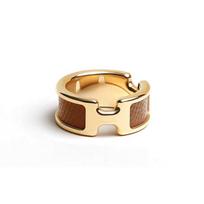 Hermes Olympe Raidės Estetinis Metalinis Žiedas Unisex Papuošalai Auksinis H500058FC37S M