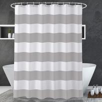 Amazerbath Tamsiai mėlyna dušo užuolaida, 72  P X 72  A Mėlynos ir baltos juostelės, Audinys vonios kambariui, Su 2 sunkiomis akmenukais W60H190(CM)-1 Pcs