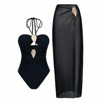 New Neck-hanging One-piece Swimsuit European and American Hot Spring Wrap Skirt Suit for Women S juoda