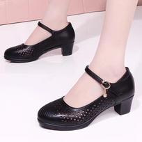zapatos de mujer women fashion round toe black patent leather buckle strap square heel shoes for office work ab696 35
