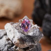 Natural Color Treasure Garnet Topaz Peridot Amethyst Ring Women'S S925 Sterling Silver Index Finger Ring