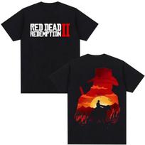 Red Dead Redemption 2 žaidėjo grafiniai marškinėliai vyrams ir moterims, gotiški trumpomis rankovėmis T-shirt, Y2K mada, aukštos kokybės medvilniniai T-shirt S juoda