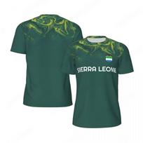 Madinga Siera Leonės vėliavos rašto futbolo vasaros tendencija 3D nacionalinis herbas laisvalaikio sportiniai marškinėliai XXS balta