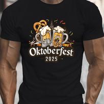 Men Oktoberfest 2025 Graphic Tee Hop Beer Mug Design Crew Neck Short Sleeve TShirt Casual Summer Top for Adults Men Clothing S