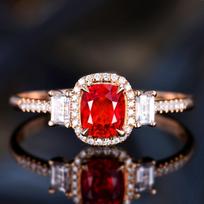 Open Diamond Ring Light Luxury Full Diamond Imitation Natural Red Treasure Ring Women opening adjustable