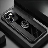 Dėklas OPPO Reno 15 15Pro PU odos magnetinio žiedo laikiklis Smūgiams atsparus telefono dėklas OPPO Reno 15 Pro silikoninis matinio paviršiaus buferis OPPO Reno15 Pro juoda