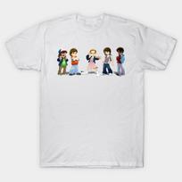 Men Black Print T-shirt Stranger Kids No-Cut Transfer Paper Print Cotton Tshirt 2XL balta