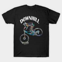 Men Black Print T-shirt Mtb Downhill No-Cut Transfer Paper Print Cotton Tshirt 2XL juoda