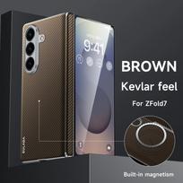 Prabangus anglies pluošto rašto nematomas magnetinis belaidžio įkrovimo kietas dėklas, skirtas Samsung Galaxy Z Fold 7 6, su PC vyrio apsauginiu dangteliu Galaxy Z Fold7 ruda