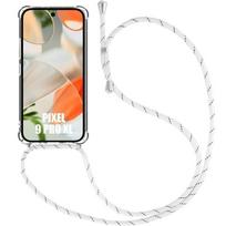 Crossbody Case for Google Pixel 9 Pro XL - E.F.CONNECTION - Reinforced Corners - Transparent Silicone - White