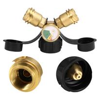 Y Splitter Adapter with Gauge 2 Way Gas Adapter Propane Tank Connector Adapter Metal Gas Tank Converter for Grill Camp Stove a