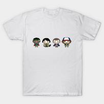 Men Black Print T-shirt Chibi Stranger Things Kids No-Cut Transfer Paper Print Cotton Tshirt 2XL balta