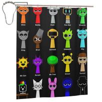 All My Sprunki Game Toys Shower Curtain Bathroom Polyester Waterproof Bath Curtains With Hooks W60H190(CM)-1 Pcs