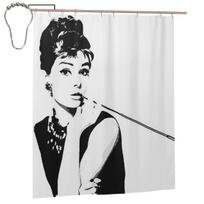 Audrey Hepburn portretas Dušo užuolaida Vonios kambarys Poliesteris Vandeniui atsparios Vonios užuolaidos Su kabliukais W60H190(CM)-1 Pcs