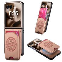 2 in 1 Magnetic Wallet Phone Case Motorola Razr 60 50 40 Ultra Cases for Moto Razr 60 50 40 Card Holder Leather Protective Cover Motorola Razr 40 Ultra rožinė