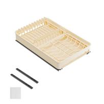 Plastic Slide Out Dish Drying Rack Built-In Drawer-type Plate Drain Rack  for Home smėlis