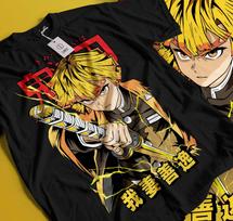 Agatsuma Zenitsu Shirt Demon Slayer Kimetsu No Yaiba Anime Black Shirt Gift 435 M