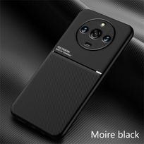 Realme11 Realmi 11 Pro+ 5G dėklas automobilio magnetinis laikiklis odinis galinis dangtelis, skirtas Realme 11 Pro Plus 5G minkštas silikoninis smūgiams atsparus Coque For Realme11 5G juoda